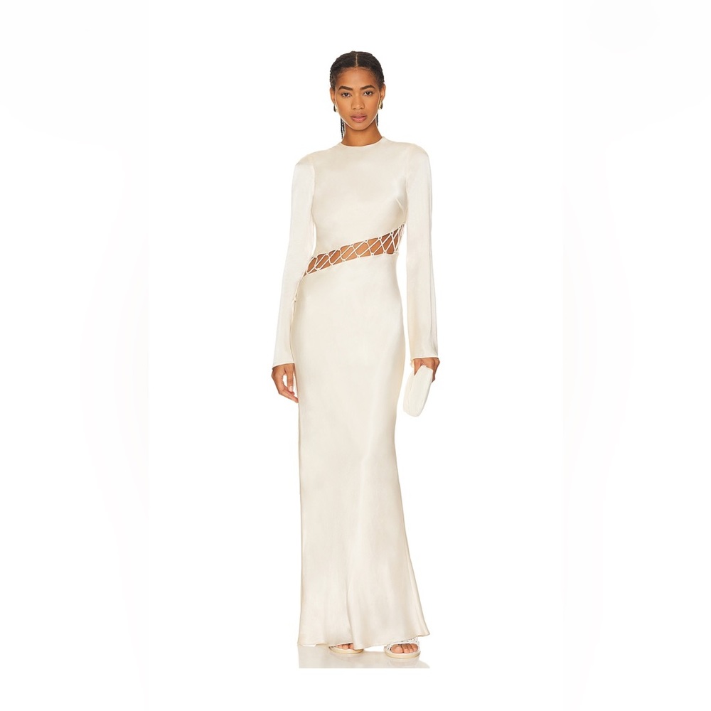 Shona Joy Asymmetrical Lace Up Maxi Dress